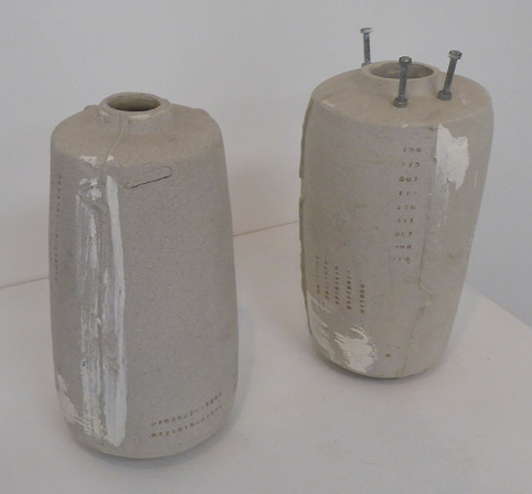 "Vessel 1" + "Vessel 2" ceramic with mixed media by Jess Paraone (Northland)